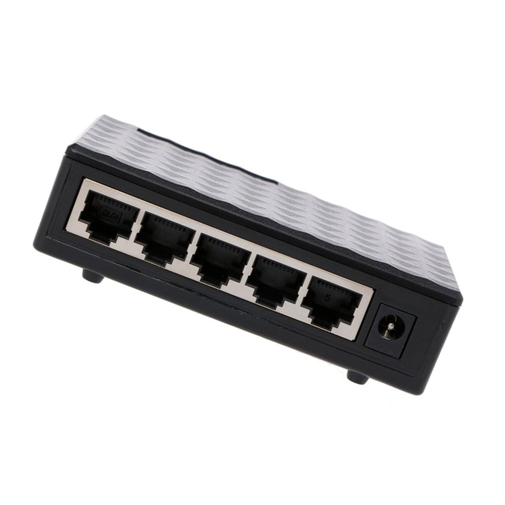 Rj45 Mini 5Ports Fast Network Black Switch Hub For Desktop Pc
