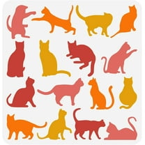 Cat Drawing Stencil 30x30cm Reusable Cat Painting Template DIY Craft Cute Cat Pattern Stencil Animal Cat Stencil for Painting on Wall Furniture Wood and Paper