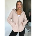 thumbnail image 6 of Womens Zip Up Hoodies Oversized Sweatshirts Fall School Fashion Outfits Casual Jackets Winter Clothes Khaki S, 6 of 9