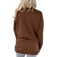 thumbnail image 3 of IROINNID Women's Fall Tops Long Sleeve Oversized Base Shirts Workout Sweatshirts Casual Basic V-Neck Relaxed Fit Tops with Pocket,Coffee, 3 of 5