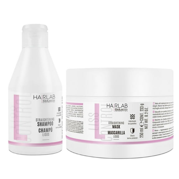 Salerm Cosmetics HAIRLAB  STRAIGHTENING 2-PIECE KIT for Damage Hair,  Shampoo 10.6oz   Mask 8.2oz
