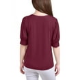 thumbnail image 3 of NY Collection Womens Balloon Sleeve Knit Blouse, Purple, Petite, PL, 3 of 4