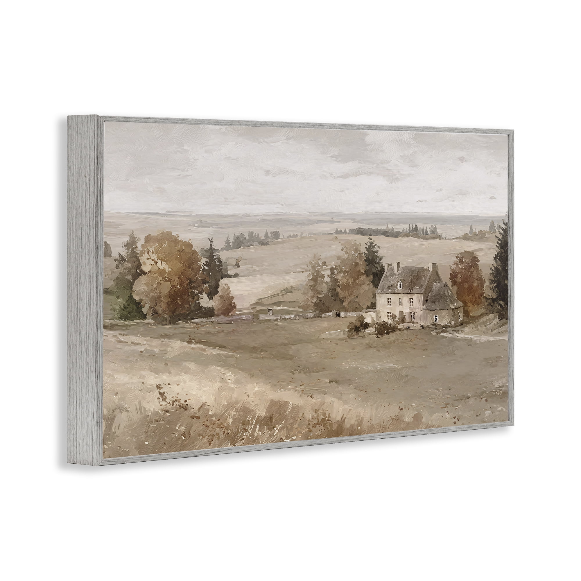 Stupell Industries Quaint Cottage in Countryside Gray Framed Giclee Art, design by Jacky Ngan