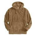 thumbnail image 2 of RXIRUCGD Men's Fall And Winter Solid Color Hooded Sweatshirt Fashion Loose Pullover, Khaki, Size: S, 2 of 9