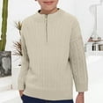 thumbnail image 2 of KAUOD Boys Ribbed Sweater Cropped Zipper Long Sleeve Knit Pullover Sweater Kids Plain Soft Warm High Collar Tops Clothes, 2 of 9