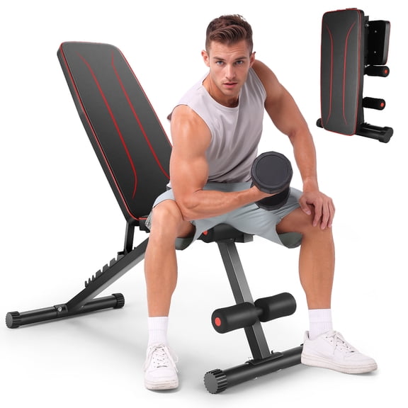 VIBESPARK Adjustable Weight Bench 660 lbs, Foldable Workout Bench with 8 Positions, Incline Decline Flat Bench for Home Gym Full Body Fitness Strength Training, Black