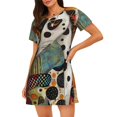 thumbnail image 1 of Vsdgher Motif Artistique Dalmatien Abstrait Chemise de Nuit à Manches Courtes Col Rond Mignonne Robe de Nuit Confortable, 1 of 6