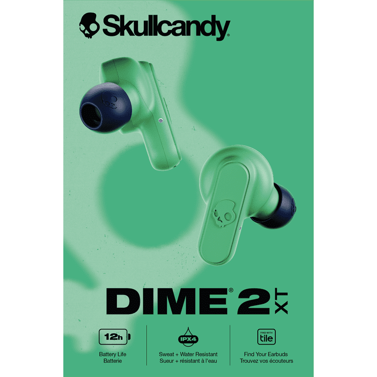 Skullcandy Dime XT 2 True Wireless In-Ear Earbuds, Blue/Green