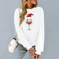 thumbnail image 5 of Women Wine Glass Sweatshirt Merry Christmas Clothing Christmas Hat Shirts Round Neck Pullover Festival Sweatshirt Fashion Outfits Fall Winter Garments, 5 of 6