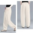 thumbnail image 4 of Qulqfy Beige Summer Pants for Women Baggy Plus Size Cotton Linen High Waisted Petite Pants Scrubs Pants for Women L, 4 of 8