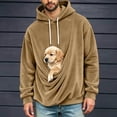 thumbnail image 2 of Oksale Fuzzy Pet Pouch Hoodies for Men Soft Cozy Sherpa Fleece Hoodie Sweatshirts with Kangarooo Pockets Long Sleeve Winter Clothes Khaki XL, 2 of 7