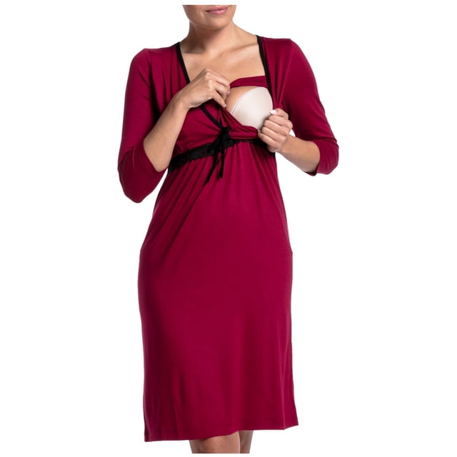 Tranfacy Robe de Maternité à Manches Courtes pour Femmes, Robe d'Allaitement de Maternité, Robe de Maternité d'Allaitement à Manches Courtes à Col Rond, Robe d'Accouchement pour l'Allaitement