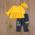 thumbnail image 2 of ITFABS Ensemble pour Enfants, Manches Longues Col Rond Manches Évasées Jeans Longs Découpés, 2 of 8