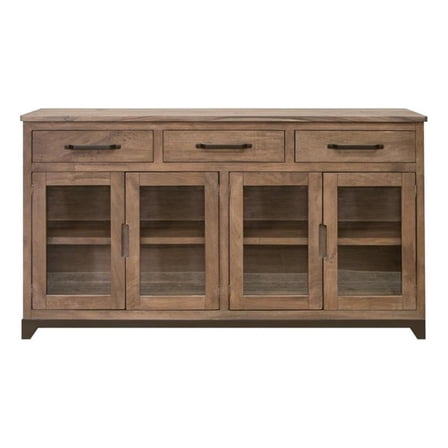 Pemberly Row Contemporary 70" Natural Parota Wood Sideboard in Brown