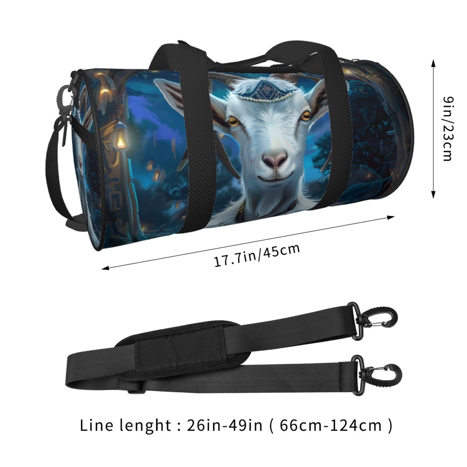 Defioc Forest Meditating Goat for Travel Duffle Bag,Weekender Bag Carry On Tote Bags Hospital Bag Large Capacity Sport Gym Bag for Men Women Fit for Trave, Gym,Weekend