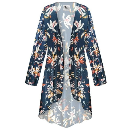 Women's Small Petite Cascading Cardigan Cascade Midnight Blue Magnolia Slinky Casual Long Flowy Drape Lightweight Duster Sweater Made in USA