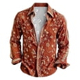 thumbnail image 5 of Men's Long Sleeve Button Down Shirt Casual Floral Pattern Vintage Shirt Bohemian Holiday Vacation Top Shirt, 5 of 5