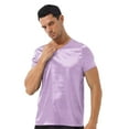 thumbnail image 3 of Eandarui Mens Nightwear Comfy Nightshirt V Neck Short Sleeve Satin T-Shirt Loose Pajama Blouses Lavender L, 3 of 7