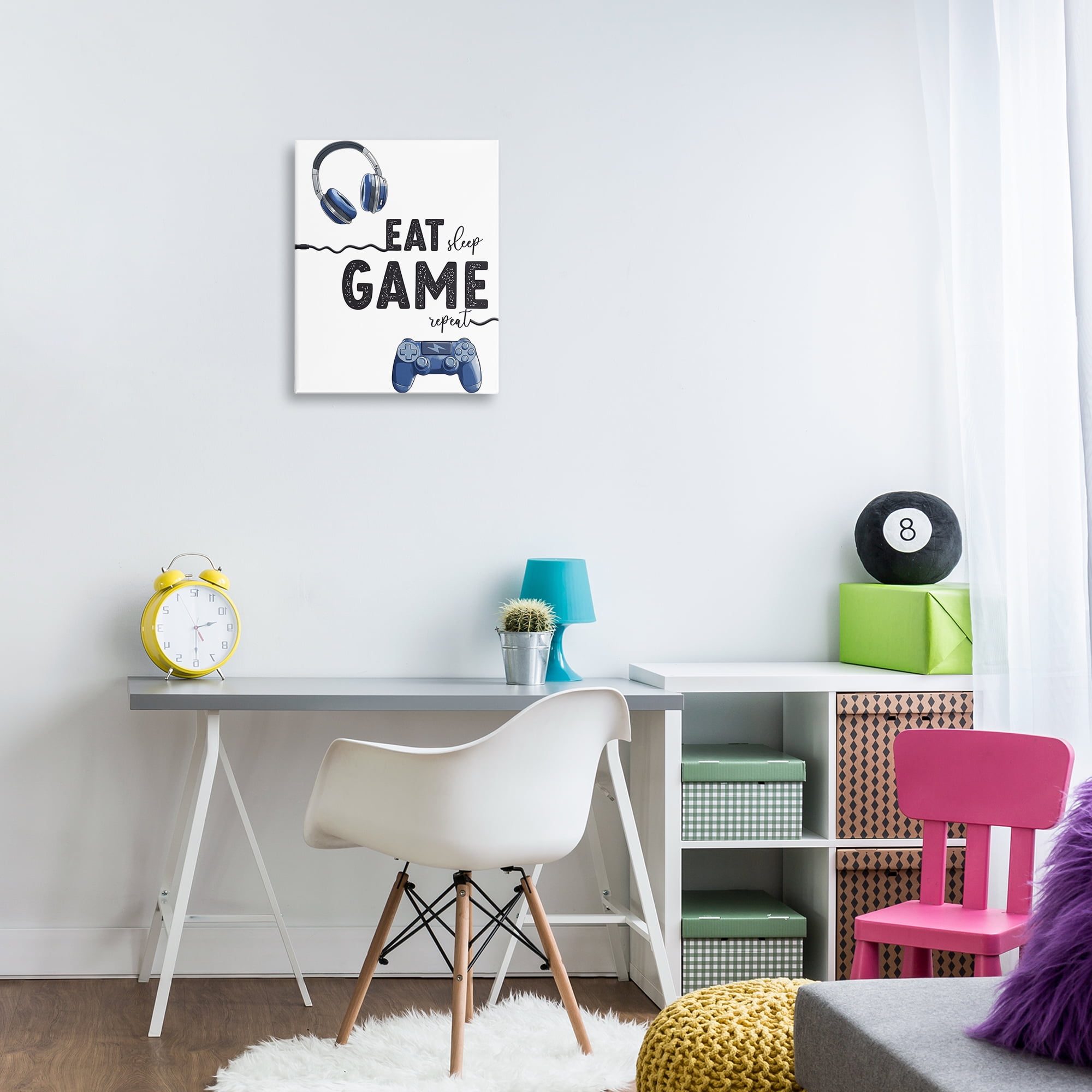 Eat Sleep Game Lifestyle Canvas Wall Art, design by Christine Simpson Art