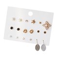thumbnail image 1 of Pendientes Irfora 9 pares/hoja de pendientes de aleación, proceso de galvanoplastia, accesorios de perlas con incrustaci Irfora Pendientes, 1 of 5