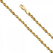14K Gold 3.3mm French Hollow Rope : 22"