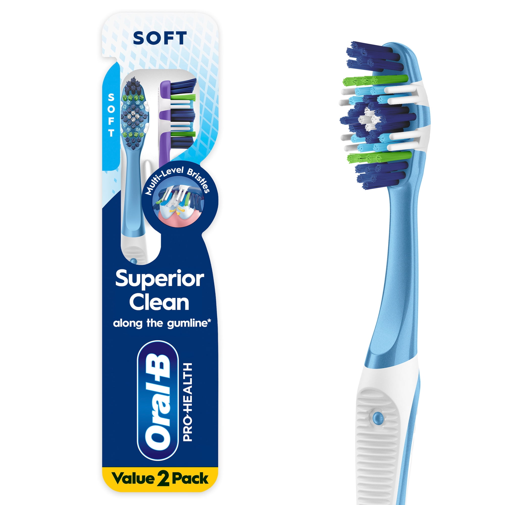 Oral-B Pro-Health Superior Clean Toothbrush, Soft, 2 Count