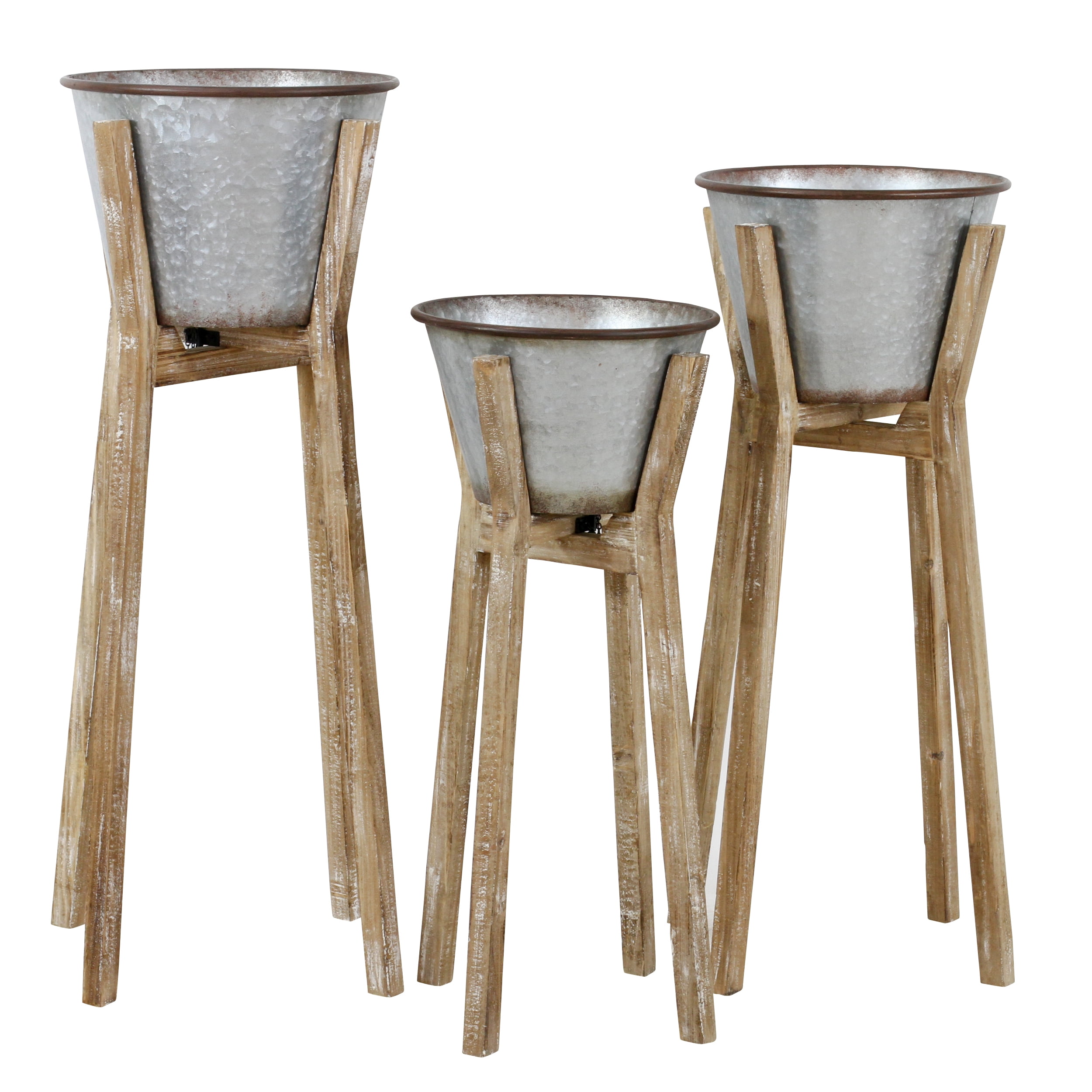 Aspire Home Accents Hayes Modern Rustic Planters (Set of 3) - 35"h x 17"w / 32"h x 16"w / 28"h x 14"w