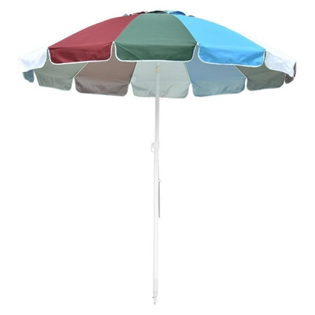 Yescom 7ft Rainbow Beach Umbrella Sunshade with Tilt Sand Anchor UV Outdoor