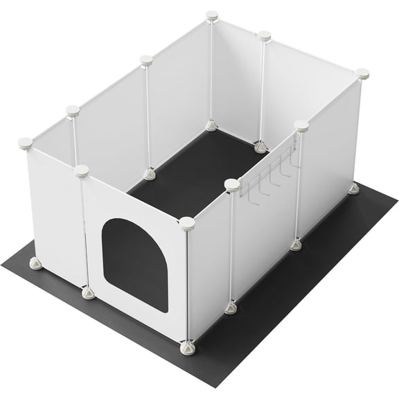 HOOBRO Cat Litter Box Enclosure with Large Oxford Mat, Extra Large Litter Box Shield with Row-Hook, 30.3" L x 18.5" W x 15.7" H, Compatible with Most Litter Boxes, White BW07PP03