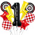 thumbnail image 1 of Coche de carreras de dibujos animados de UNITSED para decoración de fiesta con rayo, 1 of 7