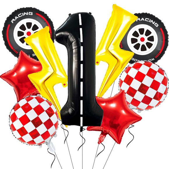 Coche de carreras de dibujos animados de UNITSED para decoración de fiesta con rayo