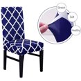 thumbnail image 3 of Dining Chair Covers, Geometric Print Dining Chair Slipcovers, Removable Washable Stretch Furniture Protector for Kitchen Room Hotel Table Banquet (2 Per Set, Navy Blue), 3 of 7