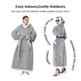 thumbnail image 3 of (2 pack) Cozy Comfort Wearable Blanket Hoodie, Long Sherpa Fleece Blanket Sweatshirt with Warm Big Hood, Side Split and Belt, Grey, Small, 3 of 6