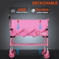 thumbnail image 6 of Yacona Wagons Carts Foldable with Tailgate, 360lbs Collapsible Extended Beach Wagon, Heavy Duty Folding Utility Cart, Pink, 6 of 9
