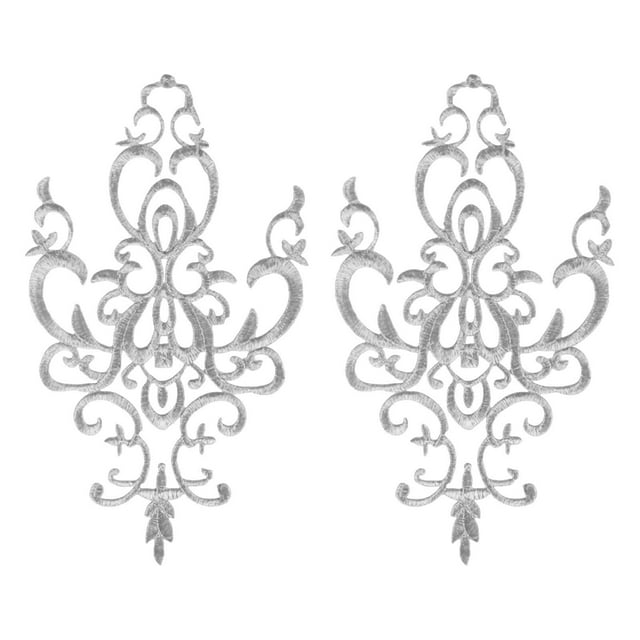 Thinsony Embroidered Applique Sew On Flower Embroidery Patch for Cosplay Costumes Silver 26.5 x 15cm 1Set