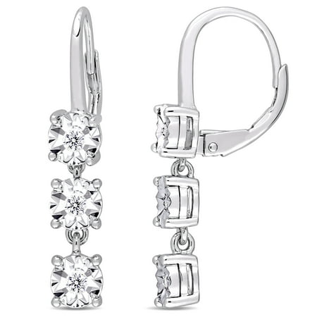 Miabella 1/6 Carat T.W. Diamond Sterling Silver Multi-Circle Drop Earrings
