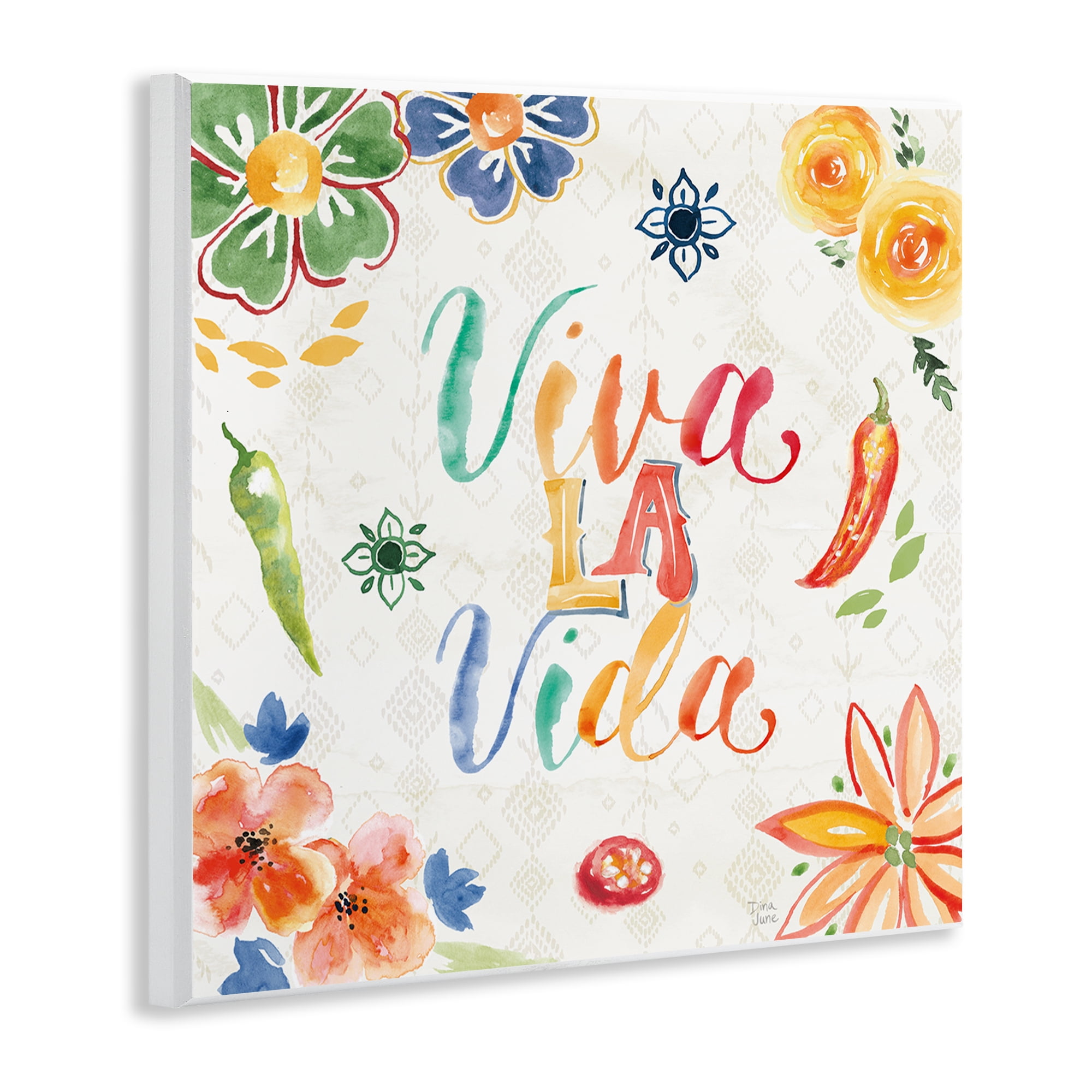 Stupell Industries Viva La Vida Celebración Inspirational Quotes & Sayings Painting Unframed Art Print Wall Art, 12 x 12