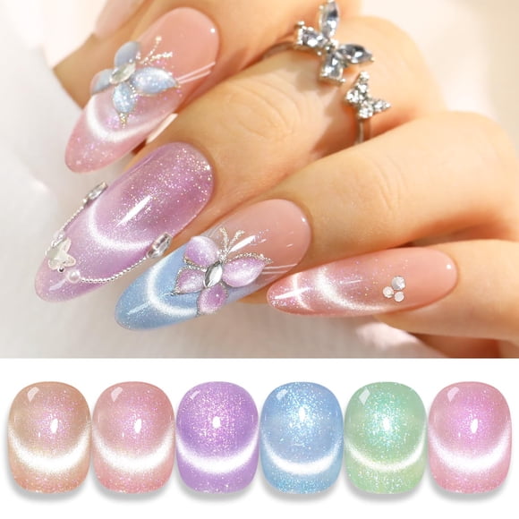 Set de esmaltes de uñas en gel Double Rhythm Cat Eye, 6 colores, 7,5 ml