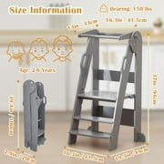 FUNLIO Foldable Step Stools , 3-Level Height Adjustable Toddler Tower