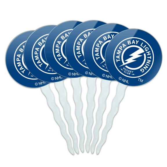 NHL Tampa Bay Lightning Logo Cupcake Picks Toppers Decoration Set of 6