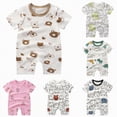 thumbnail image 4 of TOWED22 Newborn Baby Boy Summer Clothes Print Short Sleeve Romper Cotton One Piece Bodysuit Jumpsuit 0-18M Brown,0-3 M, 4 of 4