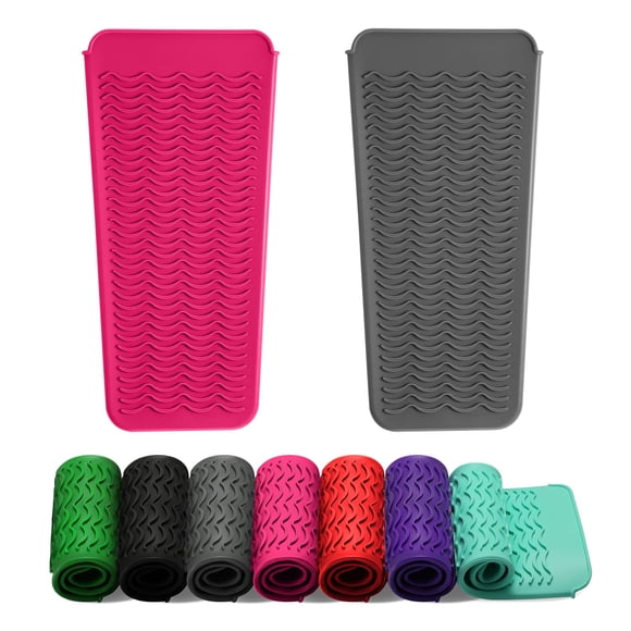 ZAXOP - Bolsa de silicona resistente al calor (2 unidades) para planchas, rizadores, alisadores de pelo, rizadores y herramientas de calor (gris y rosa intenso)