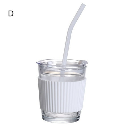 

UDIYO Straw Cup 1 Set Transparent Straw Cup Healthy Glass Juice Outdoor Water Bottle for Household