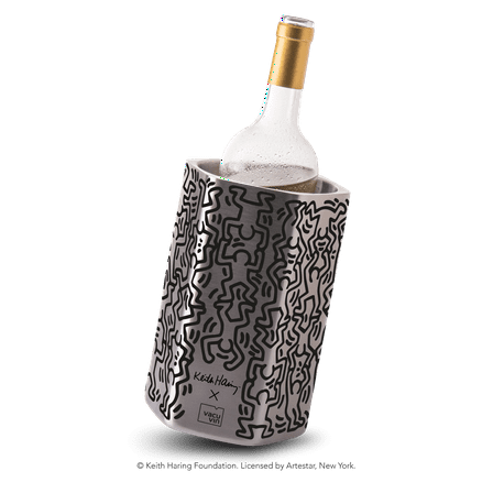 Vacu Vin Hive Wine Cooler Keith Haring Edition – Stainless Steel Double-Wall Insulated Bottle Chiller – Fits Standard Wine Bottles – Modern Art Design
