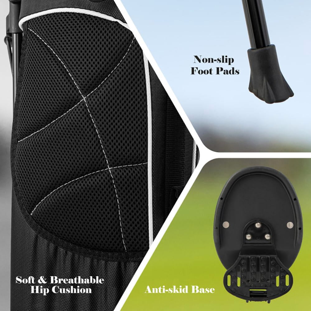 YYAo Golf Stand Bag,Golf Bag, Golf Bags with Stand, Golf Stand Cart Bag with 4 Way Divider Carry Organizer Pockets-Black