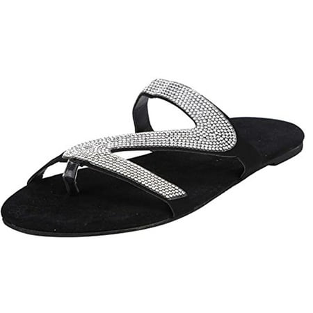 

Shiny Flat Sandals for Women Casual Summer Beach Travel Slipper Toe Post Flip Flop PU Layer Rubber Sole New