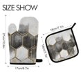 thumbnail image 2 of Yayeee Oven Mitts and Pot Holder Set of 2 Heat Resistant Kitchen Gloves Baking Hot Pad, Gray Hexagons, 2 of 5