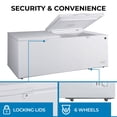 thumbnail image 3 of Kenmore 21 Cu. Ft. (600L) Convertible Chest Freezer/Refrigerator | Garage-Ready Deep Freeze | Dual Lids With Safety Locks | Manual Defrost | Easy-Rolling Wheels | White | Hunting Cabin Garage Cottage, 3 of 7