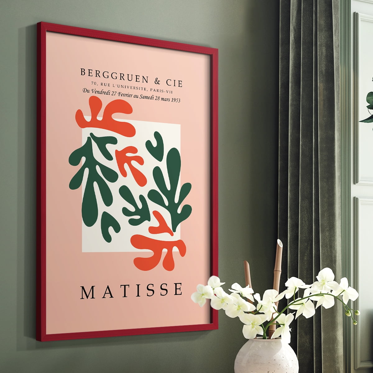 Matisse CCCXXX in Red Solid Wood 16 x 20 Framed Print