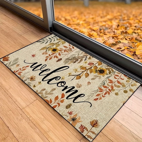 Large Hemp Flower Welcome Doormat, Indoor Mat, Creative Doormat, Non-Slip Carpet, Bedroom Accessories Room Decoration, Photography Prop, Outdoor Decoration- Machine Washable